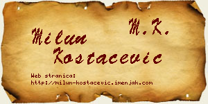Milun Kostačević vizit kartica